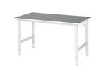 Rau Arbeitstisch Tom, manuell höhenverstellbar, 25 mm Spanplatte mit Linoleumbelag, bis 500 kg, B 1500 x T 800 x H 760-1080 mm, hellgrau/lichtgrau