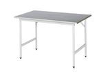 Rau Arbeitstisch Jerry, manuell höhenverstellbar, 25 mm MDF-Platte mit Stahlblechbelag, bis 300 kg, B 1250 x T 800 x H 800-850 mm, silber/lichtgrau