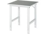 Rau Arbeitstisch Tom, manuell höhenverstellbar, 25 mm Spanplatte mit Linoleumbelag, bis 500 kg, B 750 x T 800 x H 760-1080 mm, hellgrau/lichtgrau