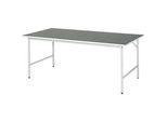 Rau Arbeitstisch Jerry, manuell höhenverstellbar, 25 mm Spanplatte mit Linoleumbelag, bis 300 kg, B 2000 x T 1000 x H 800-850 mm, hellgrau/lichtgrau