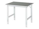 Rau Arbeitstisch Tom, manuell höhenverstellbar, 25 mm Spanplatte mit Linoleumbelag, bis 500 kg, B 1000 x T 800 x H 760-1080 mm, hellgrau/lichtgrau