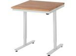 Rau Arbeitstisch Adlatus, elektrisch höhenverstellbar, 25 mm geölte Massivholzplatte, bis 150 kg, B 750 x T 1000 x H 720-1120 mm, Buche/lichtgrau