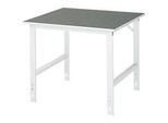 Rau Arbeitstisch Tom, manuell höhenverstellbar, 25 mm Spanplatte mit Linoleumbelag, bis 500 kg, B 1000 x T 1000 x H 760-1080 mm, hellgrau/lichtgrau