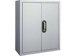 Magazinschrank, 830 mm hoch, 4 Böden, 24 Kästen, mit Türen, weissalu