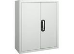 Magazinschrank, 830 mm hoch, 6 Böden, 42 Kästen, mit Türen, lichtgrau
