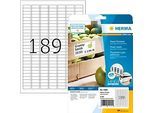 Power-Etiketten HERMA 10900, 25,4 x 10 mm, 4725 Etiketten / 25 A4-Blätter, selbstklebend, stark haftend, weiss
