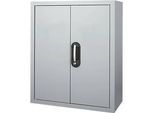 Magazinschrank, 830 mm hoch, 6 Böden, ohne Kästen, mit Türen, alusilber