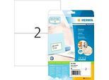 Herma Premium-Adressetiketten Nr. 5064, 210 x 148 mm, selbstklebend, permanenthaftend, bedruckbar, Papier, weiss, 50 Stück auf 25 Blatt