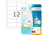 Herma Premium-Adressetiketten Nr. 5056, 97 x 42,3 mm, selbstklebend, permanenthaftend, bedruckbar, Papier, weiss, 300 Stück auf 25 Blatt