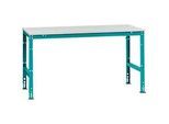 Manuflex Arbeitstisch UNIVERSAL Standard, 1750 x 1000 mm, Melamin lichtgrau, wasserblau