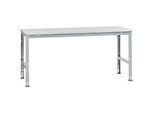 Manuflex Arbeitstisch UNIVERSAL Standard, 2000 x 1000 mm, Melamin lichtgrau, alusilber