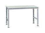 Manuflex Arbeitstisch UNIVERSAL Standard, 1500 x 1000 mm, Melamin lichtgrau, alusilber