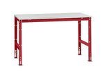 Manuflex Arbeitstisch UNIVERSAL Standard, 1500 x 1000 mm, Kunststoff lichtgrau, rubinrot