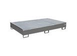Bauer Regalwanne RW-GR 2200-2 PE, mit PE-Einsatz, mit Gitterrost, L 2165 x B 1315 x H 510 mm, mausgrau RAL 7005