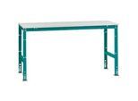 Manuflex Grundtisch UNIVERSAL Standard, Tischplatte Melamin, 1750x800, wasserblau