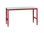 Manuflex Arbeitstisch UNIVERSAL Standard, 1750 x 1000 mm, Kunststoff lichtgrau, rubinrot