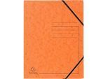 Exacompta Eckspannmappe, DIN A4, mit Gummizug, beschriftbar, Colorspan-Karton, 355 g/m², orange