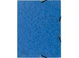 Exacompta Sammelmappe, DIN A4, mit Gummizug, 3 Klappen, beschriftbar, Colorspan-Karton, 355 g/m², blau