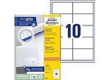 Avery® Zweckform Etiketten 3679, A4, universell, permanenthaftend, ultragrip, druckergeeignet, FSC®-Papier, rechteckig, weiss, 1000 Stück auf 100 Bogen