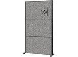 MAUL Stellwandsystem MAULconnecto UpLight, 3x Akustikvlies dunkel, LED-Beleuchtung, Klettverbindung, auf Rollen, H 1800 x B 1000 mm, anthrazit