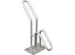 Bügelparker WSM, 1-seitig, für Reifen bis B 55 mm, B 220 x T 440 x H 450 mm, Stahl feuerverzinkt, 1 Einstellplatz, montiert