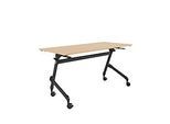 Klapptisch, mit 4 feststellbaren Rollen, Rechteck, Rundrohr, B 1400 x T 600 x H 720 mm, Ahorn-Dekor/schwarz
