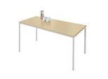 Schäfer Shop Pure Stahlrohrtisch, Rechteck, Quadratrohrfuss, B 1600 x T 800 x H 720 mm, Ahorn/weissaluminium