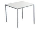 Schäfer Shop Pure Stahlrohrtisch, Quadrat, Quadratrohrfuss, B 800 x T 800 x H 720 mm, lichtgrau/weissaluminium
