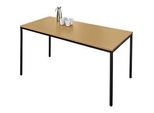 Schäfer Shop Pure Stahlrohrtisch, Rechteck, Quadratrohrfuss, B 1600 x T 700 x H 720 mm, Buche/schwarz