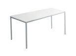 Schäfer Shop Pure Stahlrohrtisch, Rechteck, Quadratrohrfuss, B 1400 x T 700 x H 720 mm, lichtgrau/weissaluminium