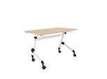 Klapptisch, mit 4 feststellbaren Rollen, Rechteck, Rundrohr, B 1200 x T 600 x H 720 mm, Ahorn-Dekor/Weiss