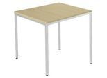 Schäfer Shop Pure Stahlrohrtisch, Quadrat, Quadratrohrfuss, B 800 x T 800 x H 720 mm, Ahorn/weissaluminium