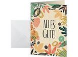 Glückwunschkarten "Colorful plants", FSC Graskarton, DIN A6, 240 g, 10 Stück, inkl. 10 Umschläge