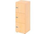 Schliessfachschrank Topas Line, 3 Ordnerhöhen, 3 Fächer, Zahlenschloss, B 400 x T 420 x H 1100 mm, Ahorn/Ahorn
