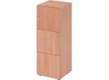 Schliessfachschrank Topas Line, 3 Ordnerhöhen, 3 Fächer, Zylinderschloss, B 400 x T 420 x H 1100 mm, Nussbaum/Nussbaum