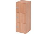 Schliessfachschrank Topas Line, 3 Ordnerhöhen, 3 Fächer, Zahlenschloss, B 400 x T 420 x H 1100 mm, Nussbaum/Nussbaum