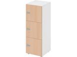 Schliessfachschrank Topas Line, 3 Ordnerhöhen, 3 Fächer, Zahlenschloss, B 400 x T 420 x H 1100 mm, weiss/Eiche