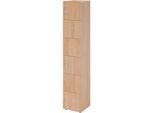 Schliessfachschrank Topas Line, 6 Ordnerhöhen, 6 Fächer, Zylinderschloss, B 400 x T 420 x H 2156 mm, Nussbaum/Nussbaum