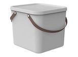 Aufbewahrungsbox ALBULA, mit Deckel, 40 Liter, Bügelgriff, stapelbar, aus recyceltem Kunststoff, B 400 x T 358 x H 340 mm, weiss