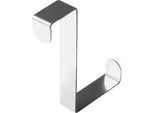 Türgarderobenhaken, zum Einhängen an Türen mit Falzstärke 20 & 40 mm, B 76 x T 60 x H 12 mm, rostfreier Edelstahl, silber, 6 Stück