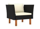 vidaXL Gartensofa Poly Rattan und Eukalyptus Massivholz