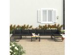 vidaXL 5-tlg. Garten-Ecksofa-Set mit Auflagen Aluminium und WPC