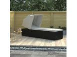 vidaXL Sonnenliege mit Sonnenschutz und Auflagen Poly Rattan Cremeweiß