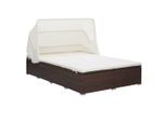 vidaXL 2-Personen-Sonnenliege mit Auflage Poly Rattan Braun