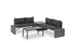 vidaXL 3-tlg. Garten-Lounge-Set mit Polstern Poly Rattan Grau