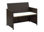 vidaXL 2-Sitzer-Gartensofa mit Polstern Braun Poly Rattan