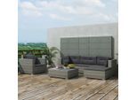 vidaXL 6-tlg. Garten-Lounge-Set mit Auflagen Poly Rattan Grau