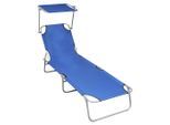 vidaXL Klappliege mit Sonnendach Blau Aluminium