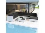vidaXL 8-tlg. Garten-Lounge-Set mit Auflagen Poly Rattan Weiß