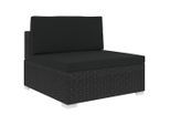vidaXL Modular-Sofa-Mittelteil 1 Stk. + Auflagen Poly Rattan Schwarz